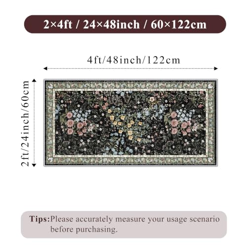 Washable Kitchen Runner Rug 2x4 (Black / 2x4)