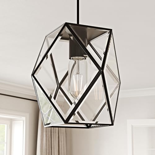 1 Light Modern Geometric Clear Glass Pendant Light