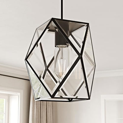1 Light Modern Geometric Clear Glass Pendant Light