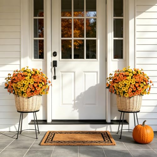 12 Bundles Fake Dasiy Artificial Mums Flowers for Outdoors Decoration (Yellow and Orange)
