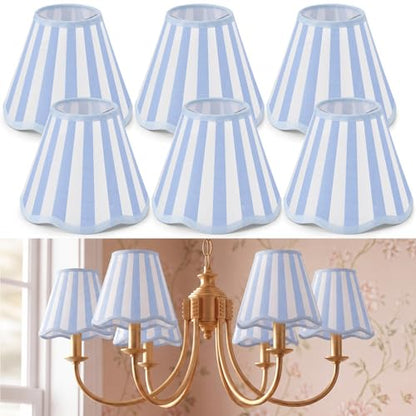 Set of 6 Striped Chandelier Lamp Shades