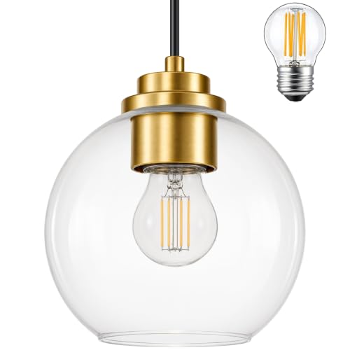 6" Black Globe Pendant Light Ribbed Glass Pendant Lights Kitchen Island Height Adjustable Mid
