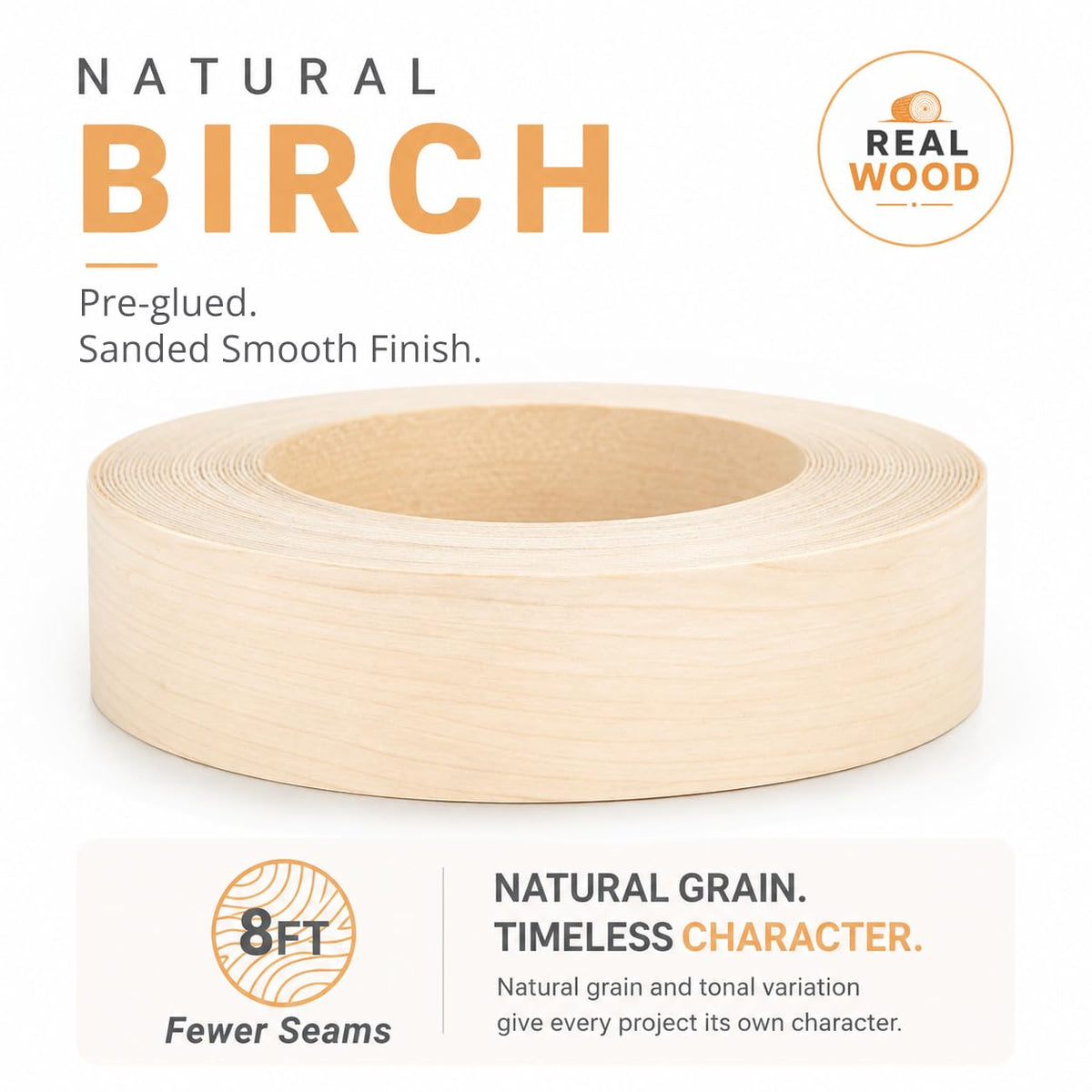 Birch Edge Banding 2 Inch x 50 FT Roll (Birch / 2 in x 50 ft)
