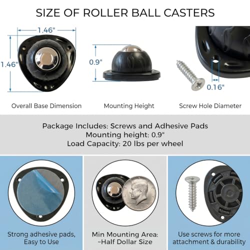 Self Adhesive Mini Caster Wheels for Storage Boxes & Trash Cans