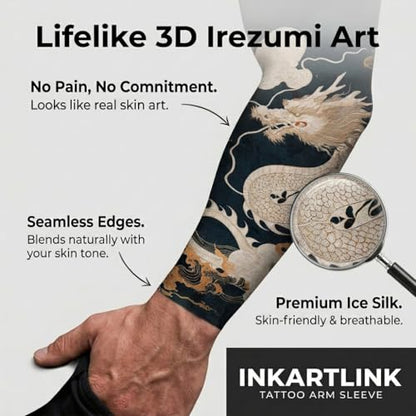 2 Pcs Clouds Dragon Tattoo Arm Sleeves (Dragon 3)