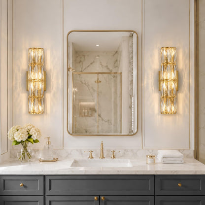 Gold Crystal Wall Sconces Mid (Gold Cylindrical)