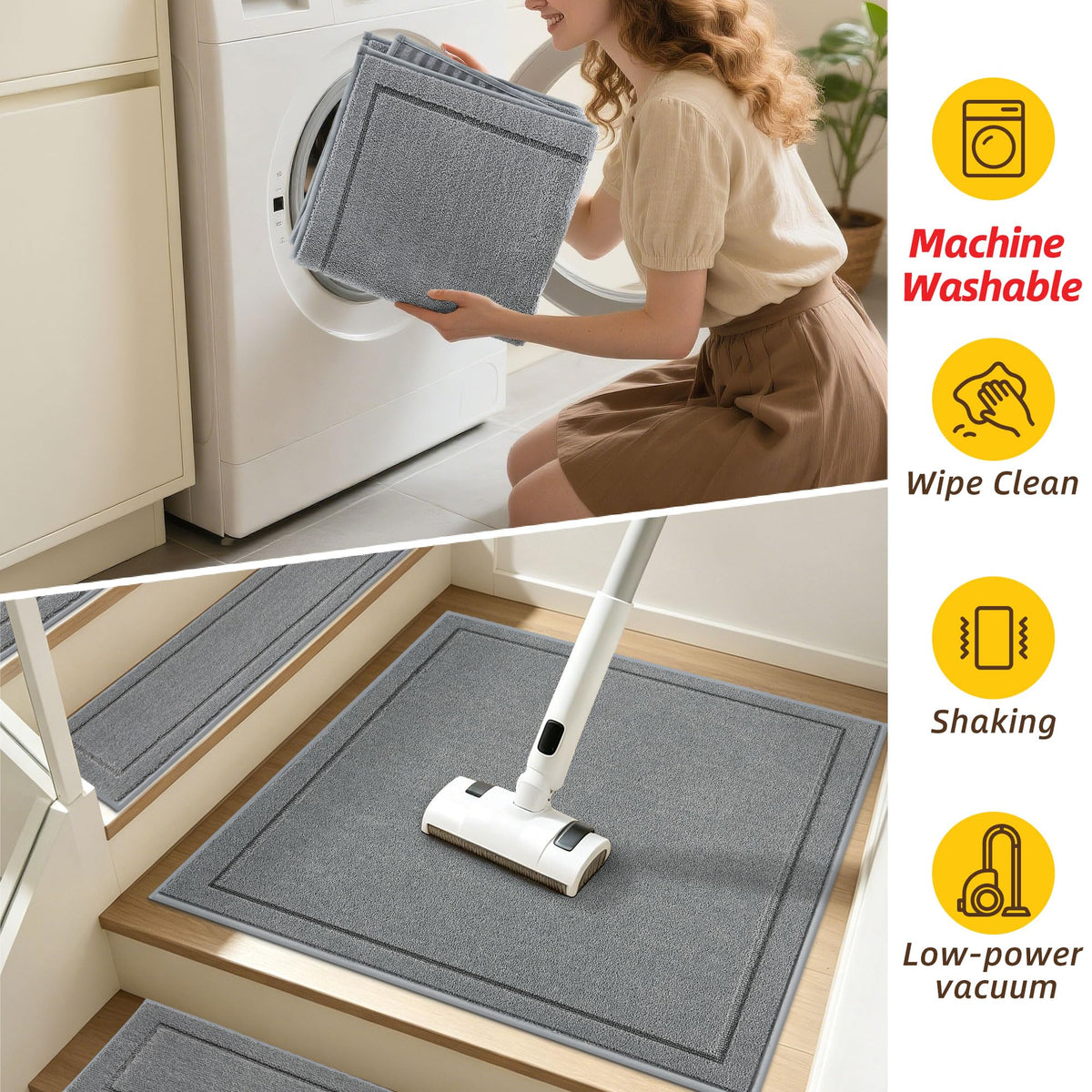Non Slip Stair Landing Rug Mat (2'6" x 2'6" (Rectangular) / Light Grey)