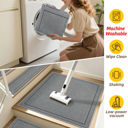 Non Slip Stair Landing Rug Mat (2'6" x 2'6" (Rectangular) / Light Grey)