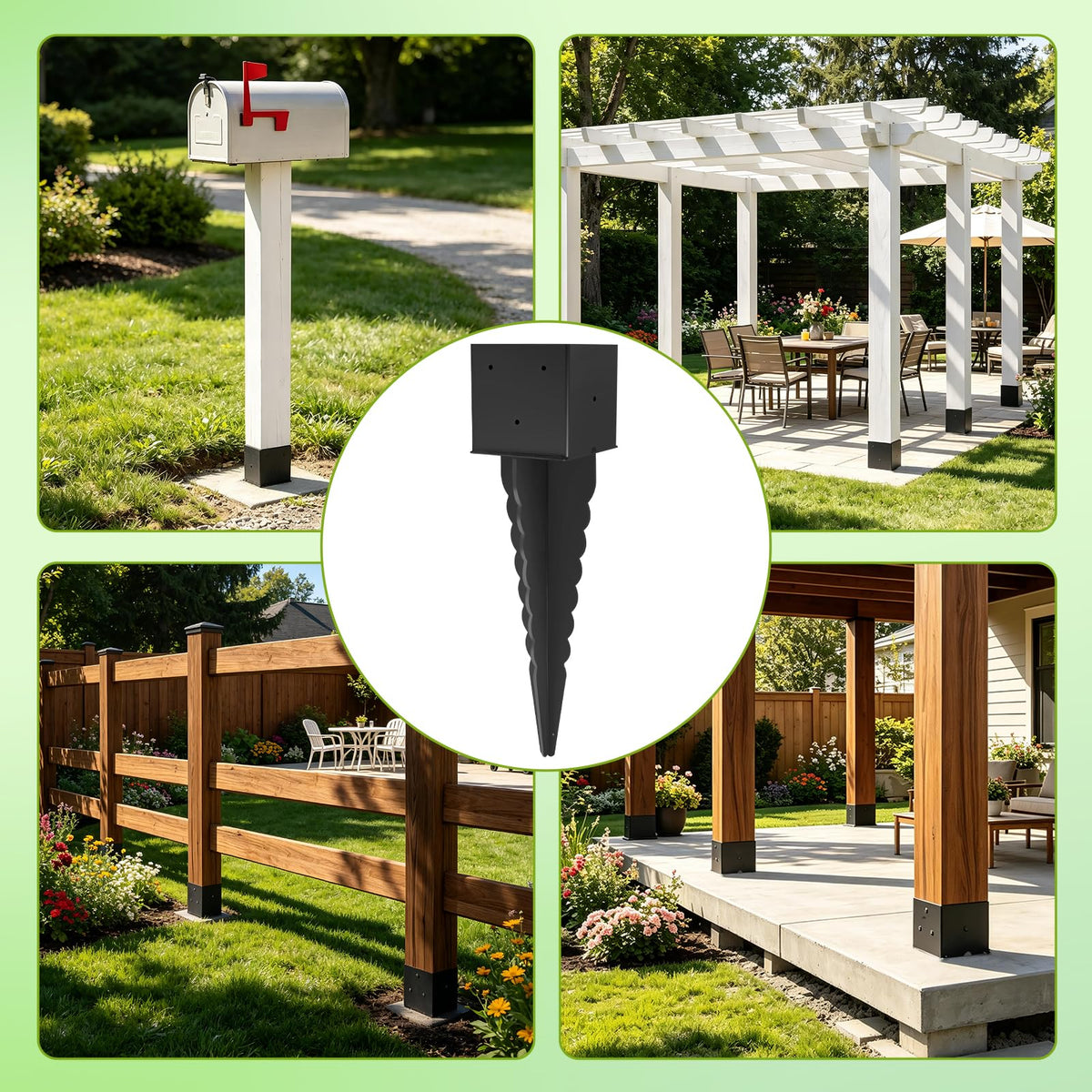 1 Pcs 6"x 6" Fence Post Anchor Ground Spike with 24" Tall (24 Inch)