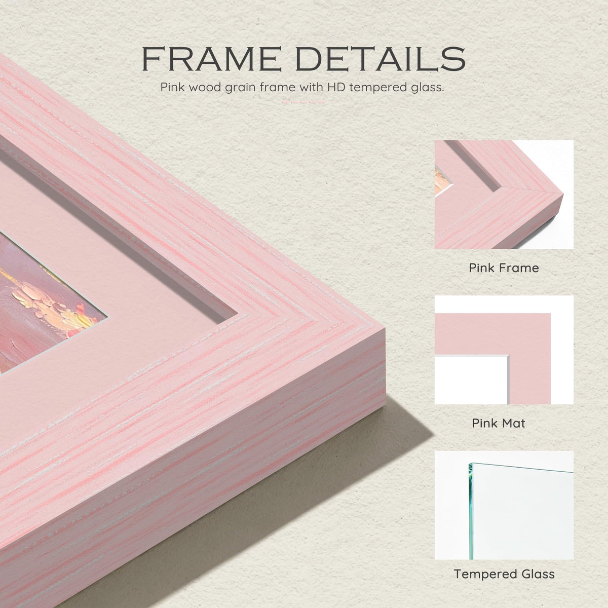 8x10 Blush Pink Wooden Picture Frame (Pink Frame Pink Mat / 8x10)