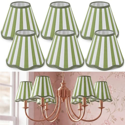 Set of 6 Striped Chandelier Lamp Shades