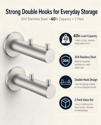 Towel Hooks for Wall (Brushed Nickel)