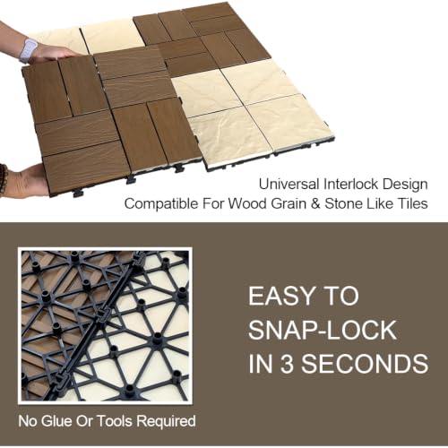 9 Pcs Wood Interlocking Deck Tiles