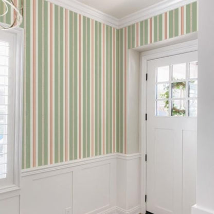 Striped Wallpaper (Green / 17.3"x118")