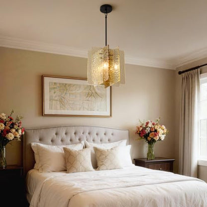 Water Ripple Hanging Island Chandelier (11.81"Amber Pendant)