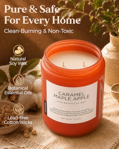 Caramel Maple Apple Scented Candles for Women Fall Baking Gift 110H (Large Jar / Caramel Maple Apple)