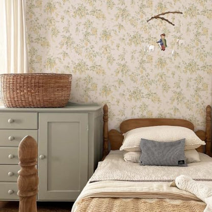 Flower Wallpaper Peel and Stick Watercolor Floral Self Stick Wallpaper Cabinet Contact Paper Boho Flower Self Adhesive Removable Wallpaper for Bedroom Decorative