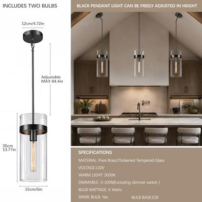 Modern Large 12 in Glass Kitchen Island Pendant Light