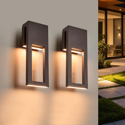 2 Pack Dimmable Indoor Outdoor Wall Sconces 15 Inch Waterproof (2Pack Textured Bronze(without Photocell))