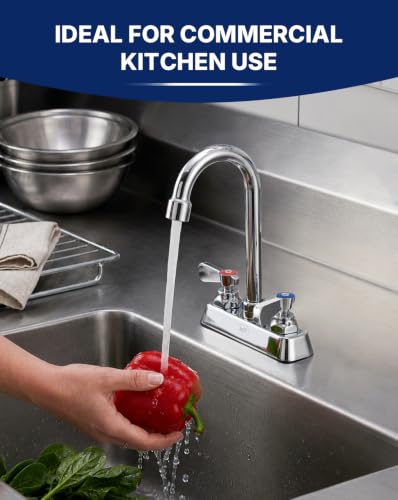 Lead Free Utility Sink Faucet 4" Deck Mount Commercial Faucet with 3