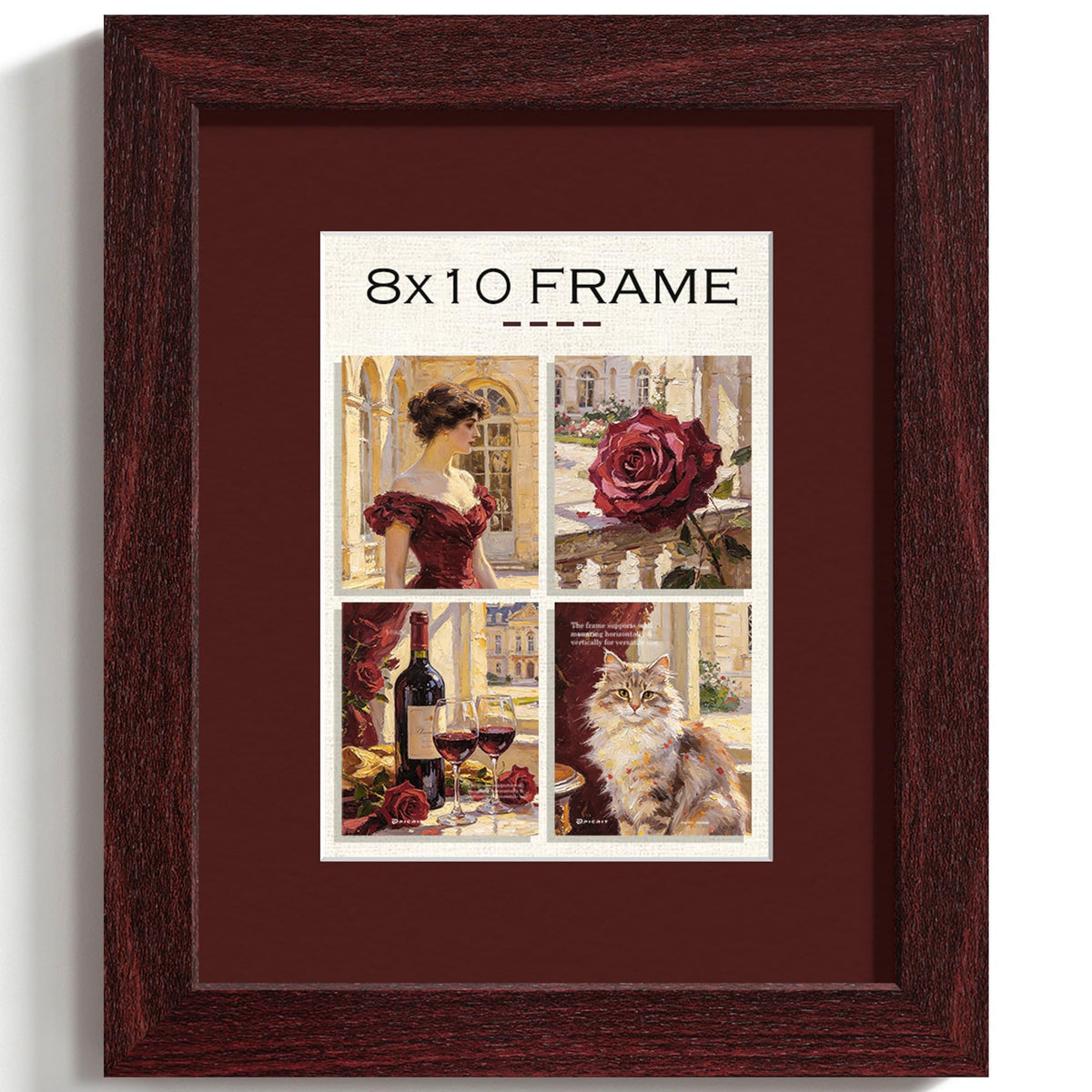 8x10 Red Wood Grain Picture Frame (Red Frame Red Mat / 8x10)