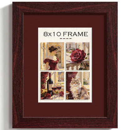 8x10 Red Wood Grain Picture Frame (Red Frame Red Mat / 8x10)