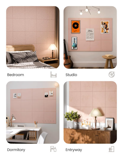 Felt Bulletin Board & Cork Board Alternative 48'' x 36'' (Pink-1 / Solid tile 12-pack)