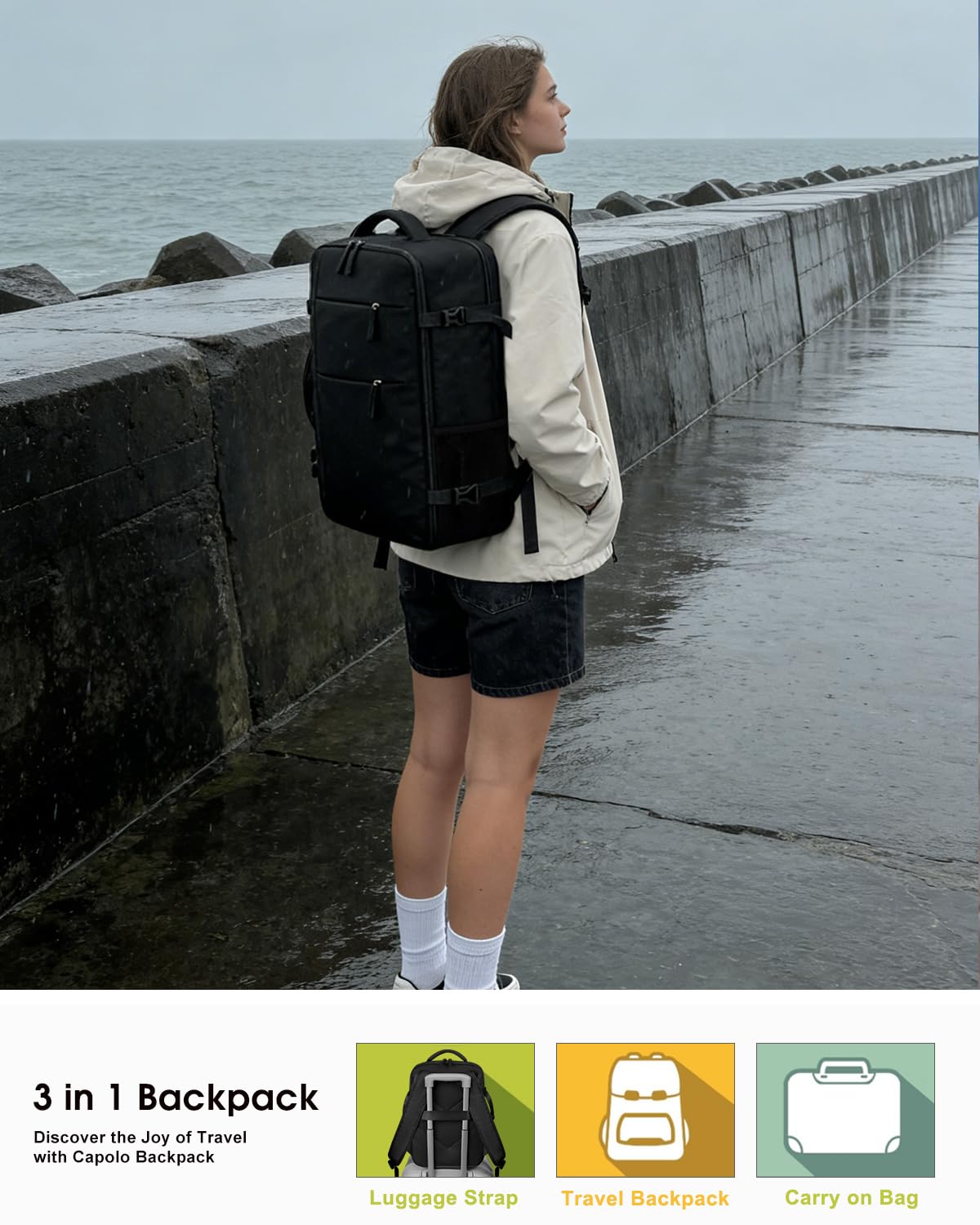 Travel Backpack for Women Men Waterproof Laptop Backpack Airlines Approved Carry On Backpack Bag Computer Bookbag for Business (Black Zipper / 17.3 Inch)
