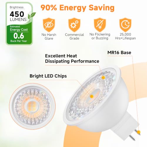 MR16 LED Bulbs 50W Halogen Equivalent (Warm White)