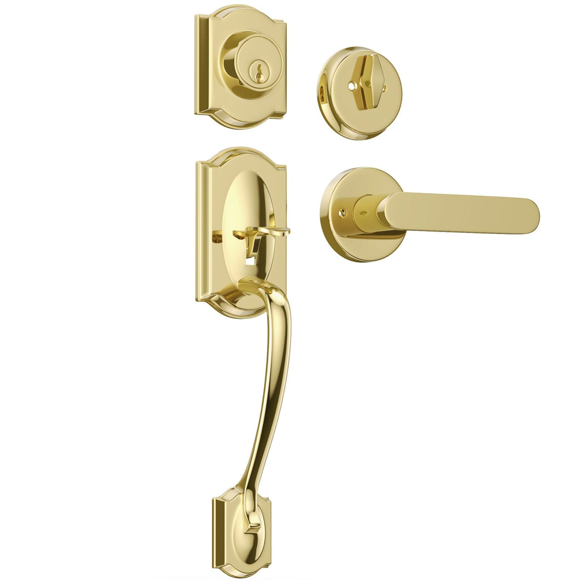 Front Door Handle and Deadbolt Set (Polished Brass)