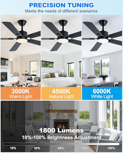 56 Inch Black Ceiling Fan with Display Remote (Black SY39-56IN)