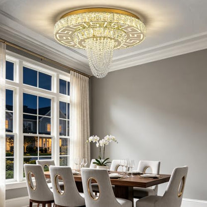 Modern Chandelier Flush Mount Crystal Ceiling Light Fixture