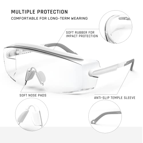 Anti fog Safety Glasses Over Glasses (White)