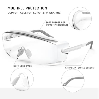 Anti fog Safety Glasses Over Glasses (White)