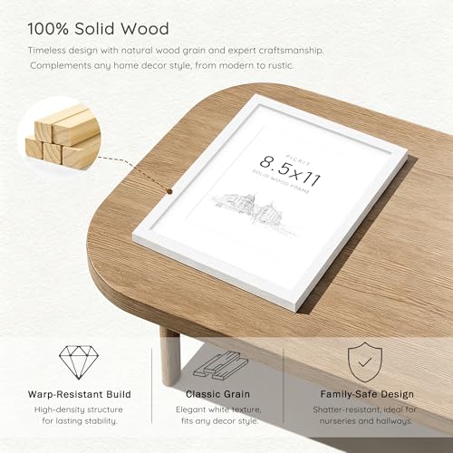 8.5 by 11 Solid Wood Frame Set of 2 (White Wood Grain / 8.5x11)