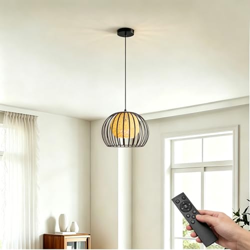 Pendant Light Fixtures Modern Round Chandelier with Remote Control Included E26 Bulb for Living Room