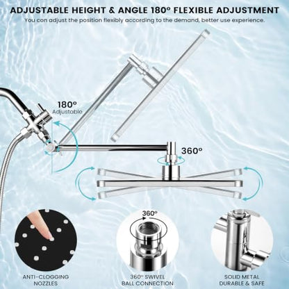 Shower Head with Handheld (A-Chrome / Rectangular 12")