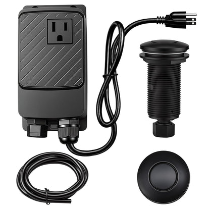 Garbage Disposal Air Switch Kit (Single Outlet LONG/3.54" / Matte Black)