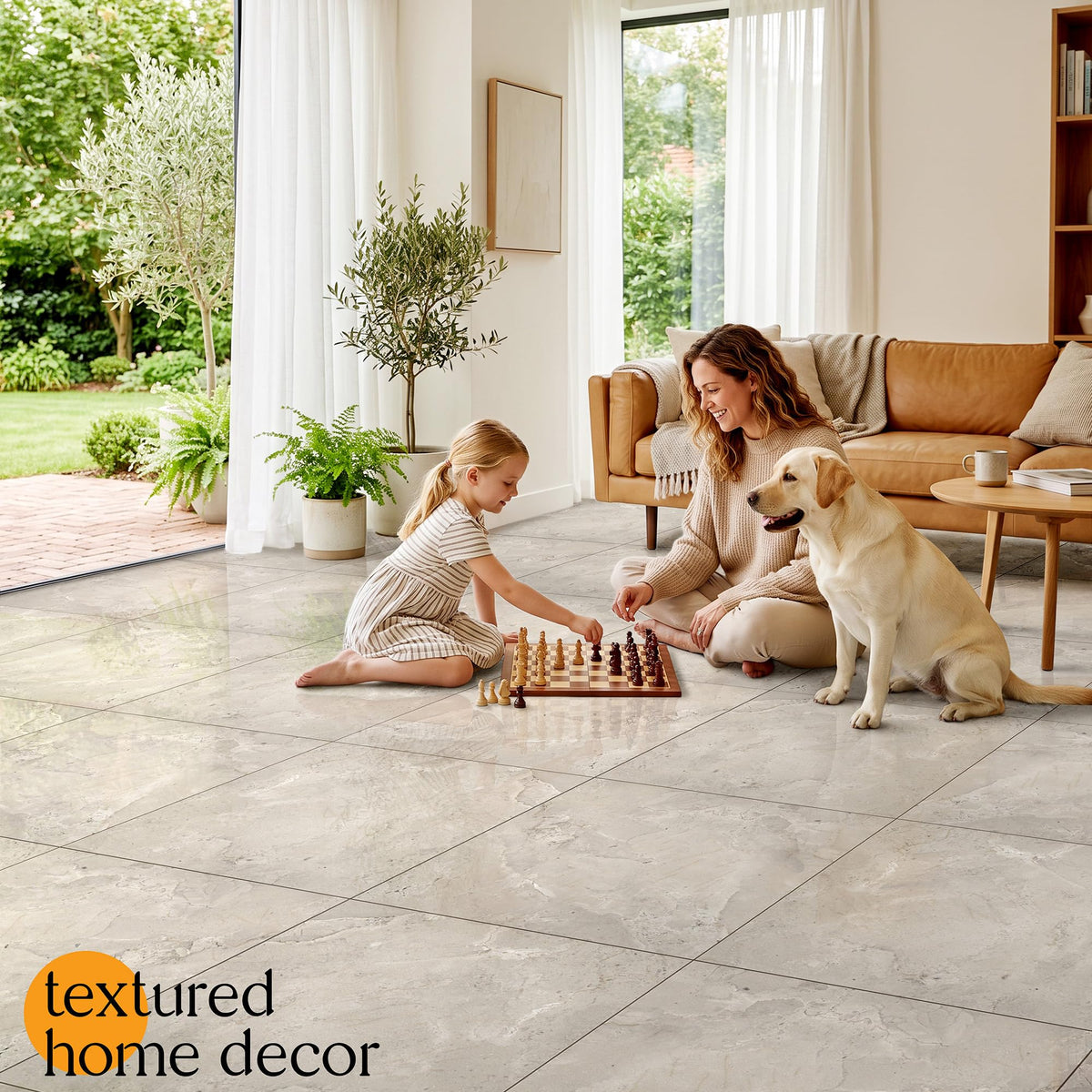 Peel and Stick Floor Tile 18x18 Marble Vinyl Flooring Waterproof 30PC (Beige / 30 Pack)