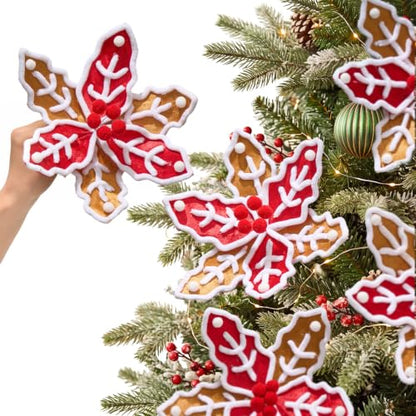 12 PCS Gingerbread Poinsettia Picks Christmas Tree Flowers (Gingerbread)