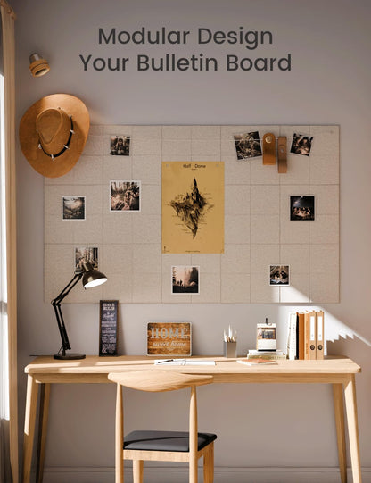 Felt Bulletin Board & Cork Board Alternative 48'' x 36'' (Oatmeal / 4-compartment 12-pack)