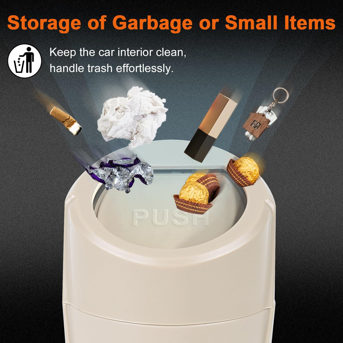 Car Trash Can (Beige / Round)