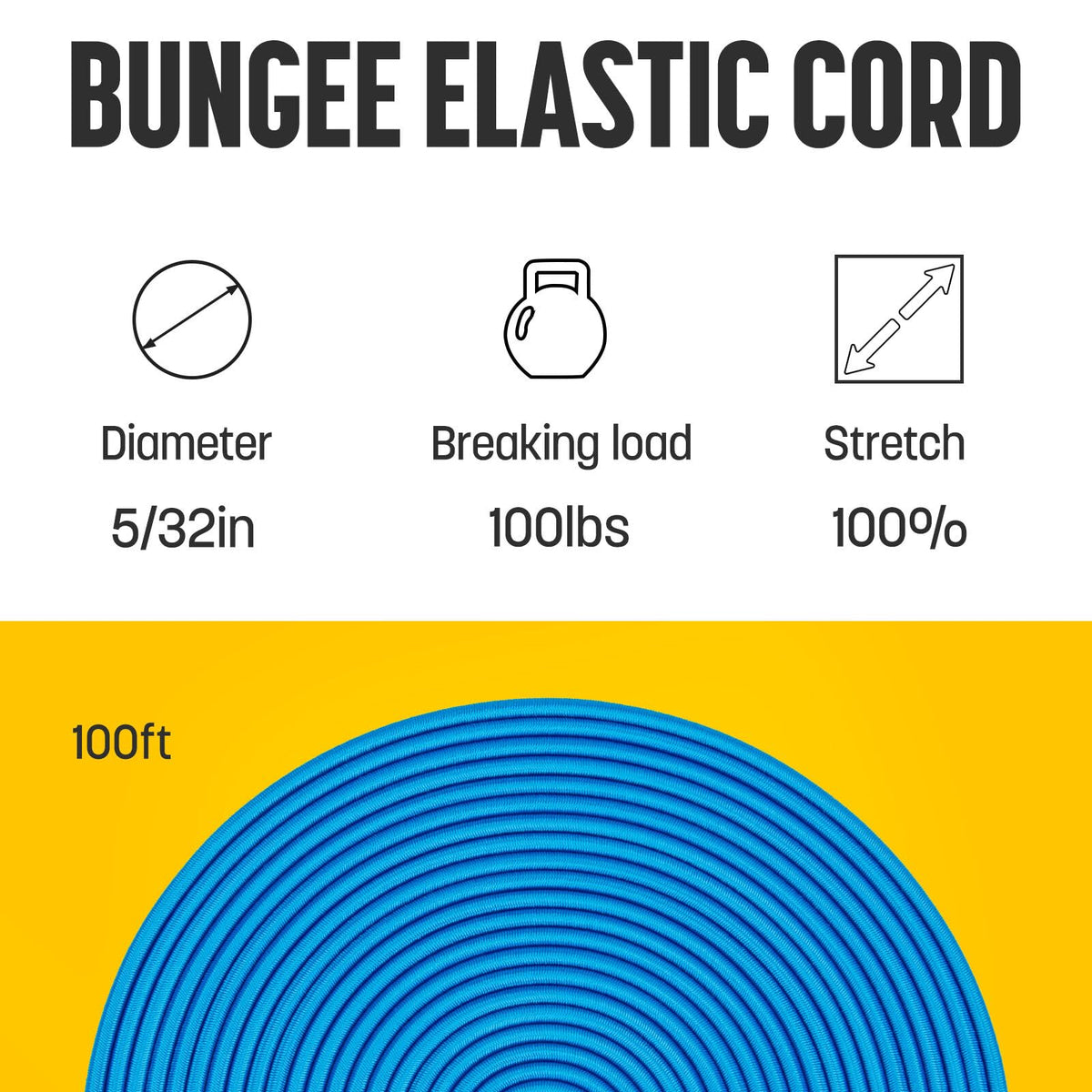 Bungee Cord 5 (Blue / 5/32" x 100FT)