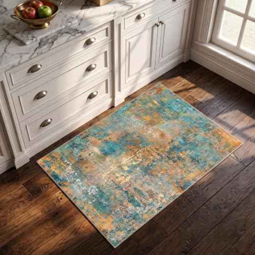Area Rug 2x3 Washable Non Slip Green (Green / 2' x 3' (Rectangular))