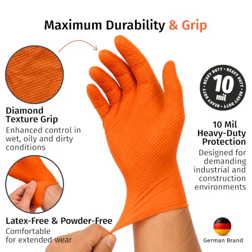 UltraDuty Orange Diamond Nitrile Gloves 10 Mil