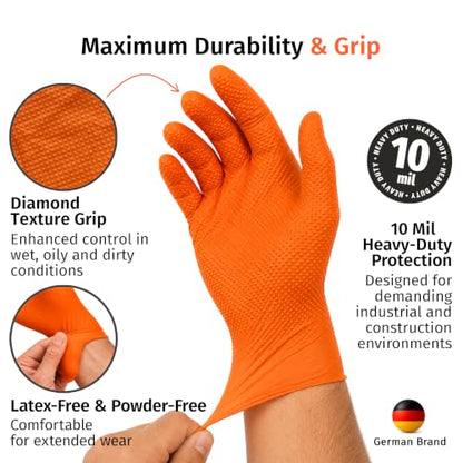 UltraDuty Orange Diamond Nitrile Gloves 10 Mil