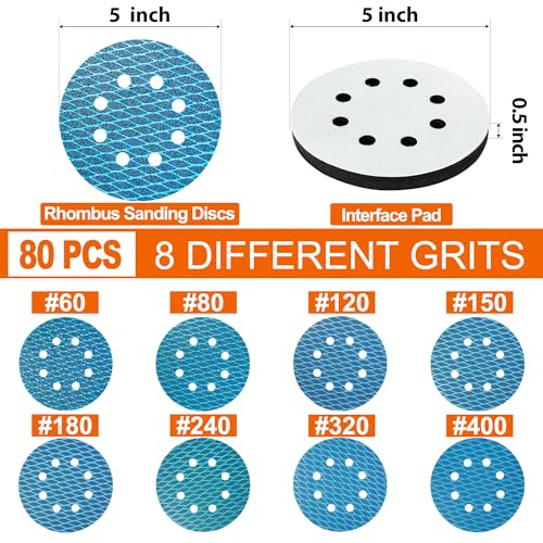 5 Inch 8 Hole Hook and Loop Sanding Discs