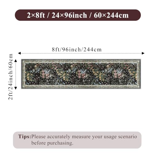 Washable Hallway Runner Rug 2x8 (Black / 2x8)