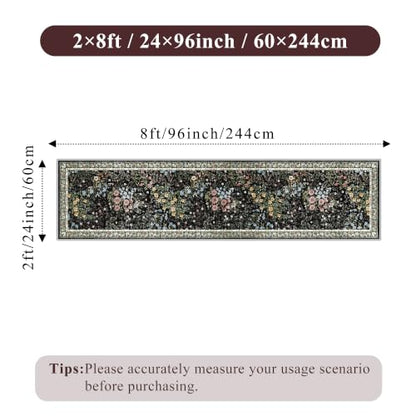 Washable Hallway Runner Rug 2x8 (Black / 2x8)