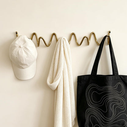 Wavy Wall Mount Coat Rack (Gold-1Piece / 19" x 2.95" (49cm x 7.5cm))